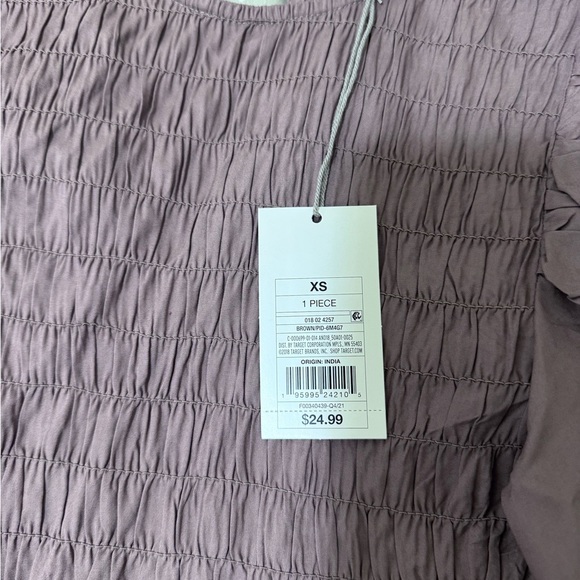 A New Day Brown Smocked Puff Sleeve Blouse - Picture 5 of 5